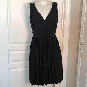 LOFT BLACK STRETCH WAIST TIE SLEEVELESS DRESS